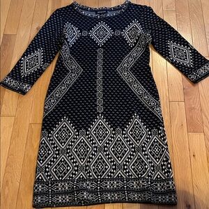 Jessica black and cream long sleeve sweater dress